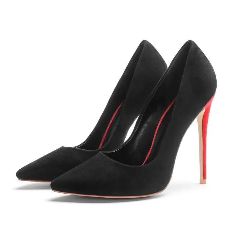 Sexy Suede Color Block Pointed Toe Stiletto Heel Pumps