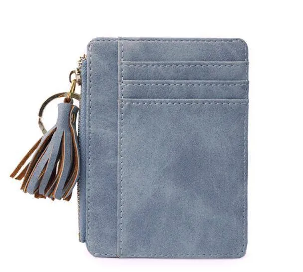 Slim Wallet Credit Card Holders Thin Tassel Zipper Wallets, Coin Pocket bags