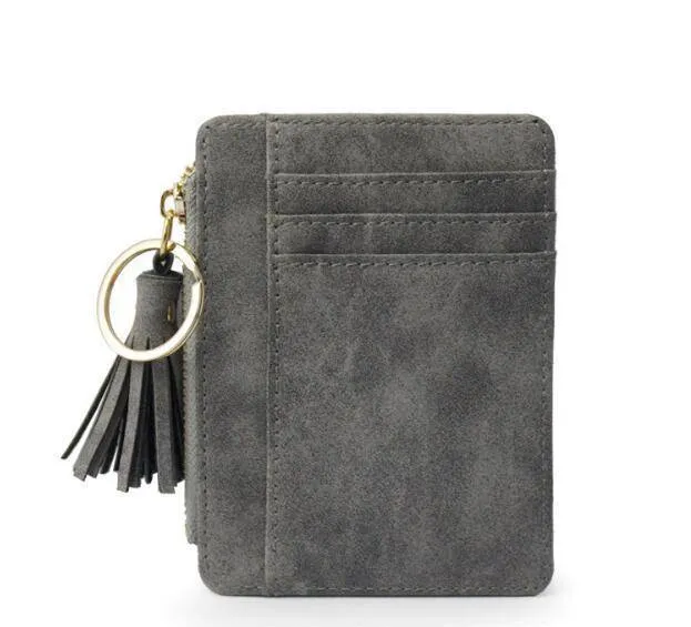 Slim Wallet Credit Card Holders Thin Tassel Zipper Wallets, Coin Pocket bags