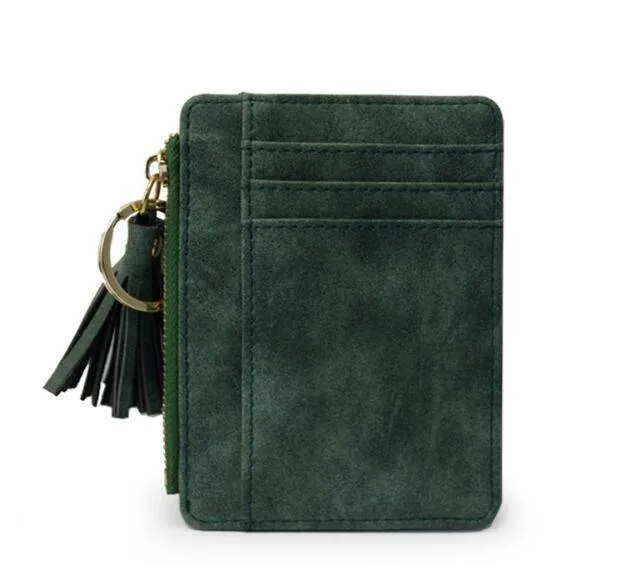 Slim Wallet Credit Card Holders Thin Tassel Zipper Wallets, Coin Pocket bags