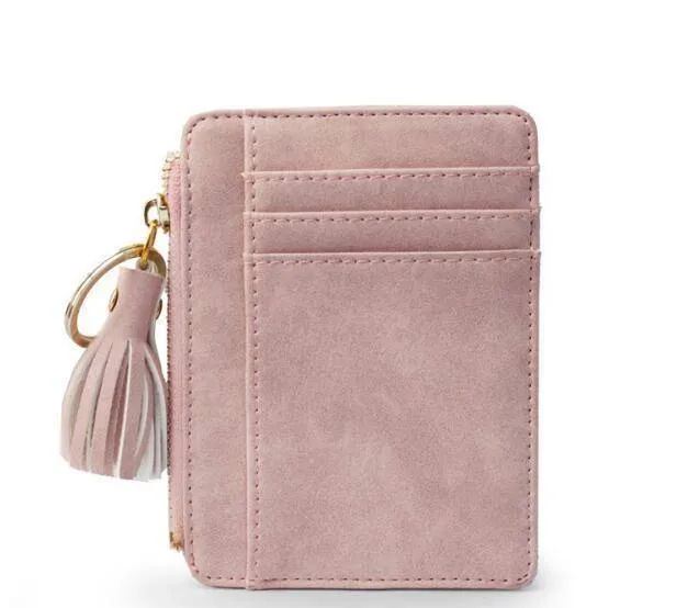 Slim Wallet Credit Card Holders Thin Tassel Zipper Wallets, Coin Pocket bags