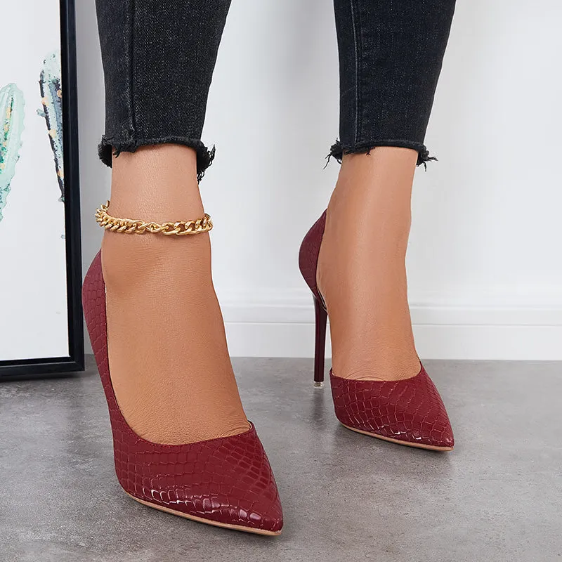 Sohiwoo Women Pointed Toe High Heel Pumps Slip On Stiletto Party Shoes
