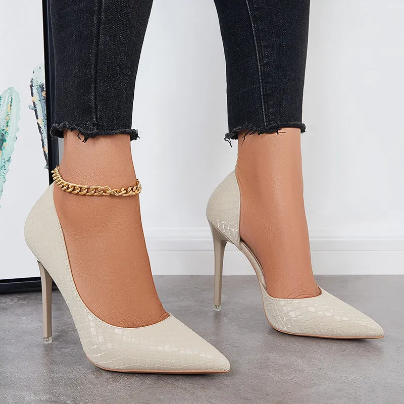 Sohiwoo Women Pointed Toe High Heel Pumps Slip On Stiletto Party Shoes