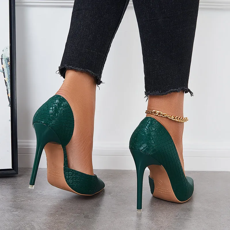 Sohiwoo Women Pointed Toe High Heel Pumps Slip On Stiletto Party Shoes