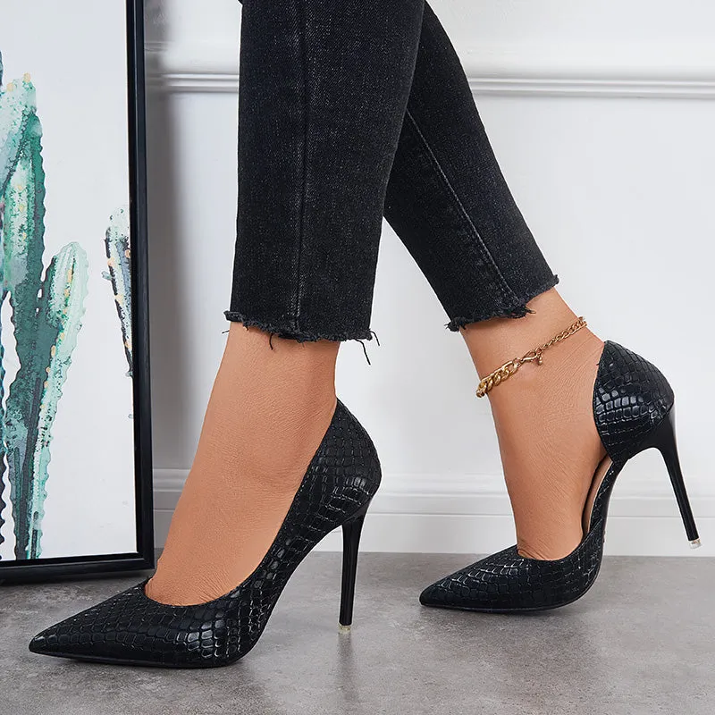 Sohiwoo Women Pointed Toe High Heel Pumps Slip On Stiletto Party Shoes