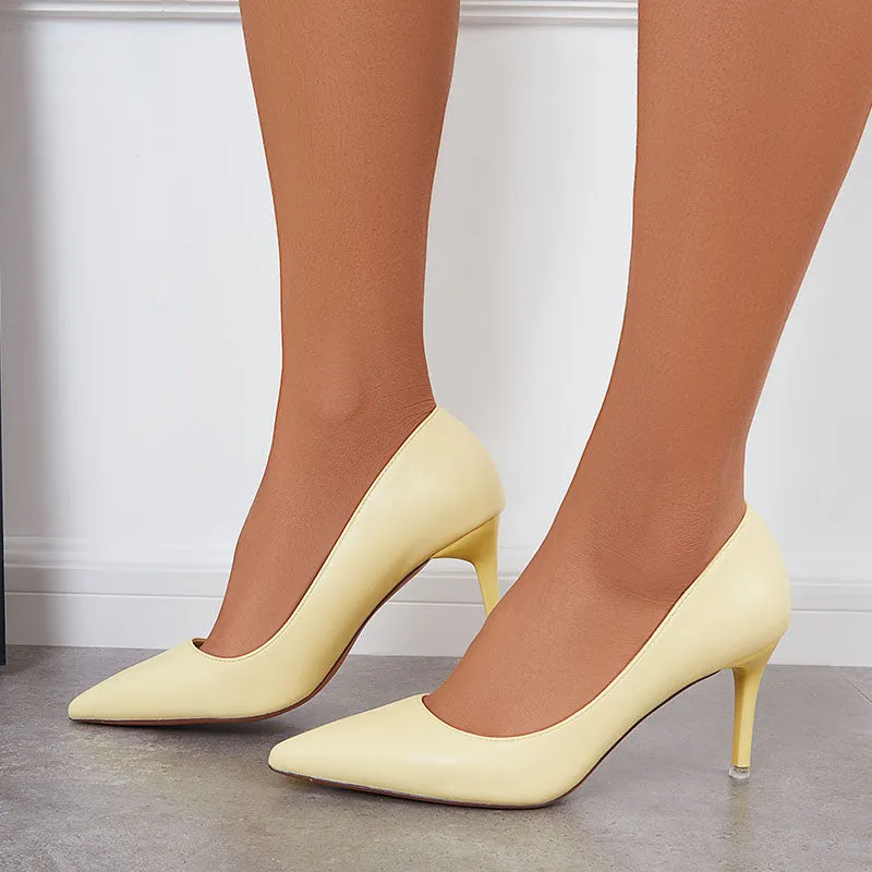 Sohiwoo Women Women Solid High Stiletto Heels Pointed Toe Pumps Shoes