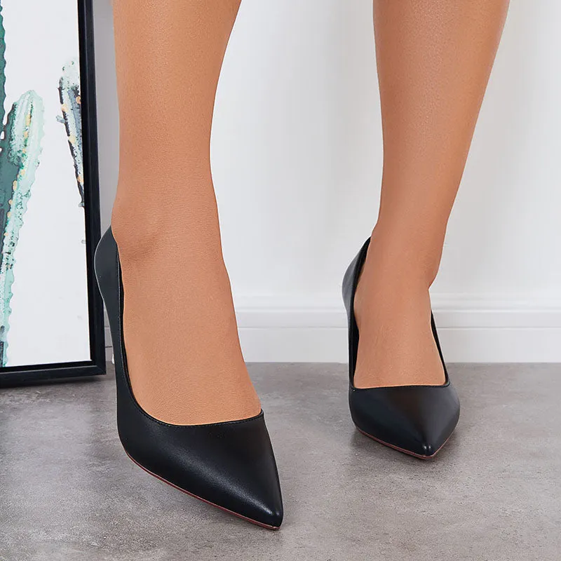 Sohiwoo Women Women Solid High Stiletto Heels Pointed Toe Pumps Shoes