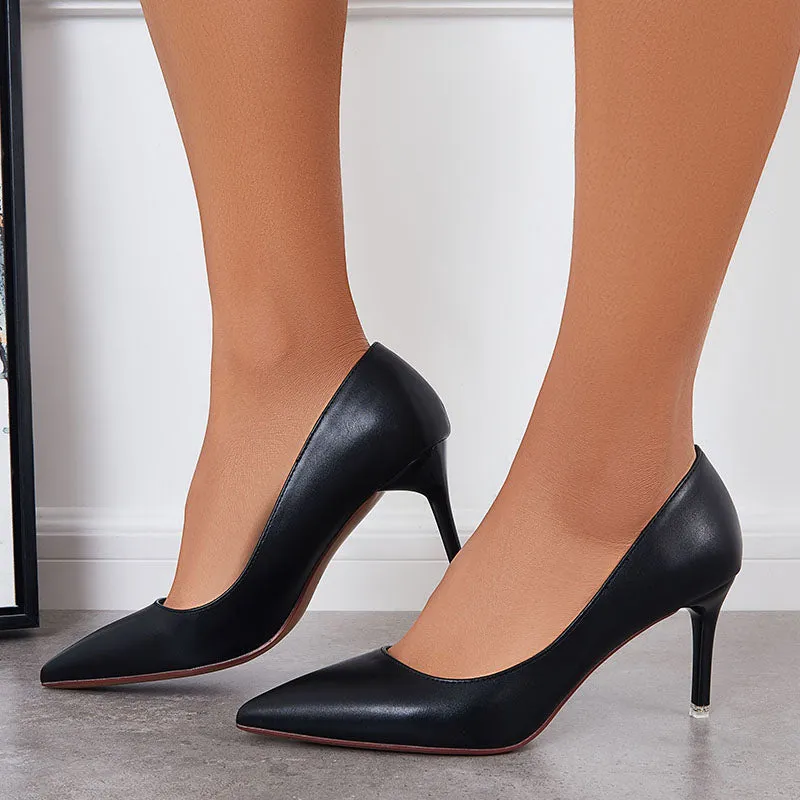 Sohiwoo Women Women Solid High Stiletto Heels Pointed Toe Pumps Shoes