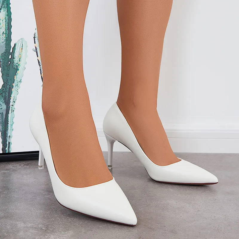 Sohiwoo Women Women Solid High Stiletto Heels Pointed Toe Pumps Shoes