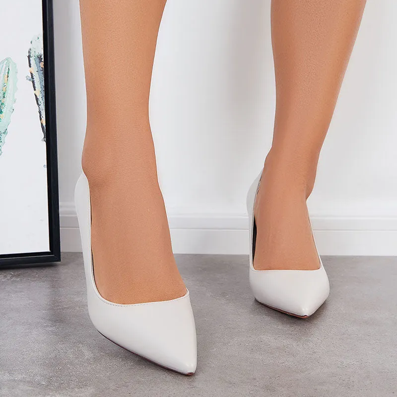 Sohiwoo Women Women Solid High Stiletto Heels Pointed Toe Pumps Shoes