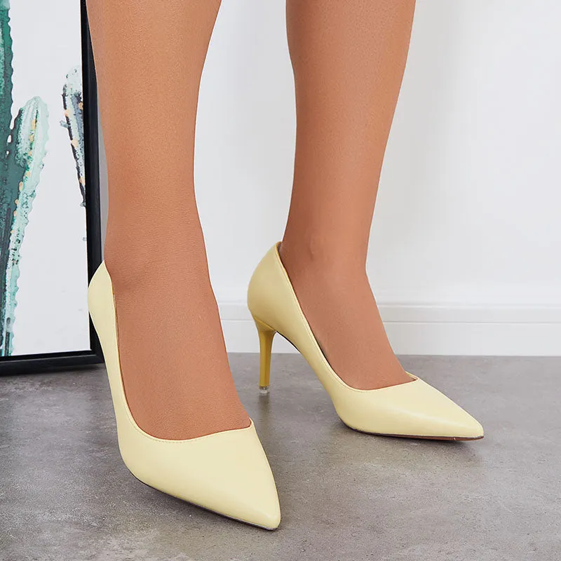 Sohiwoo Women Women Solid High Stiletto Heels Pointed Toe Pumps Shoes
