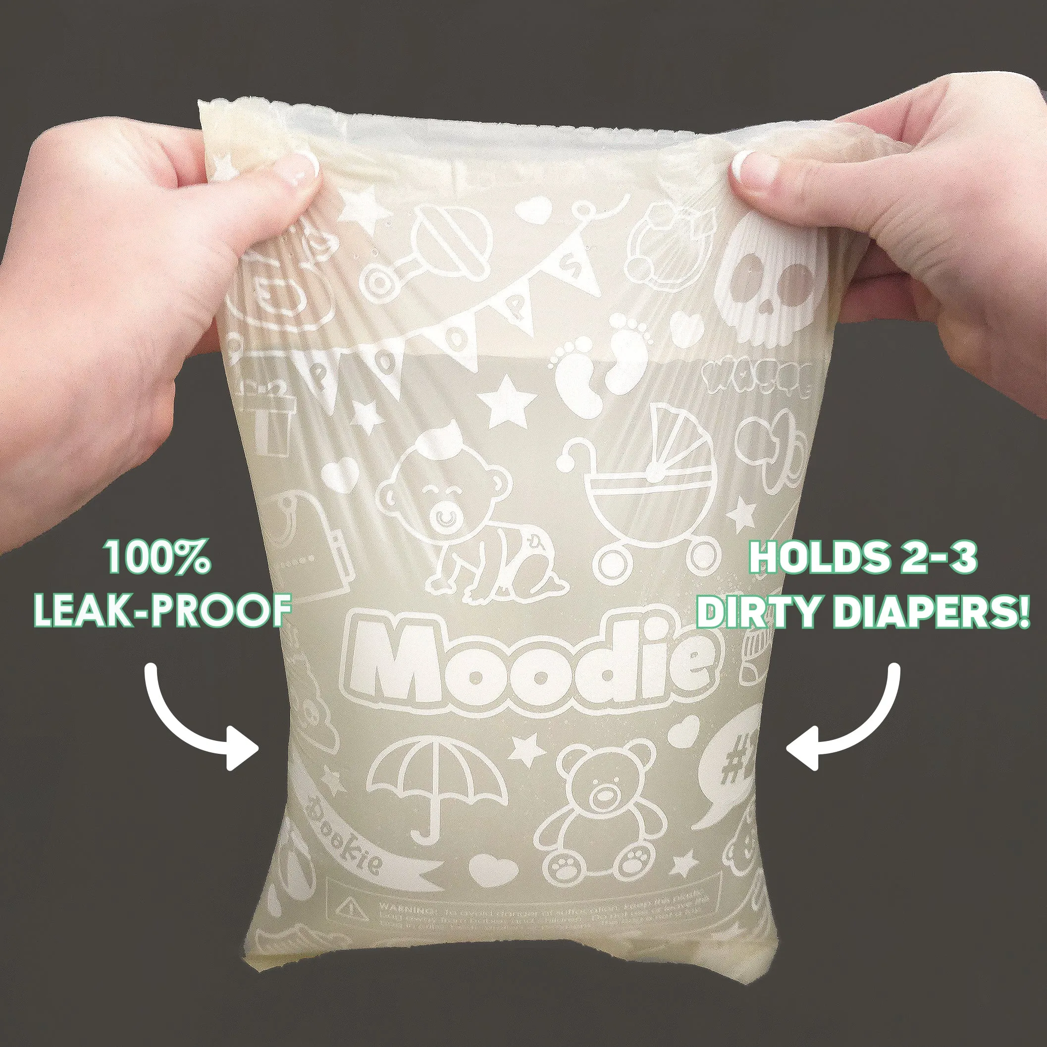 Teddy Bear Disposable Diaper Bags Dispenser COMBO PACK | 105 VANILLA SCENTED Baby Poop Bags TOTAL & 1x Dispenser (VANILLA DREAM)