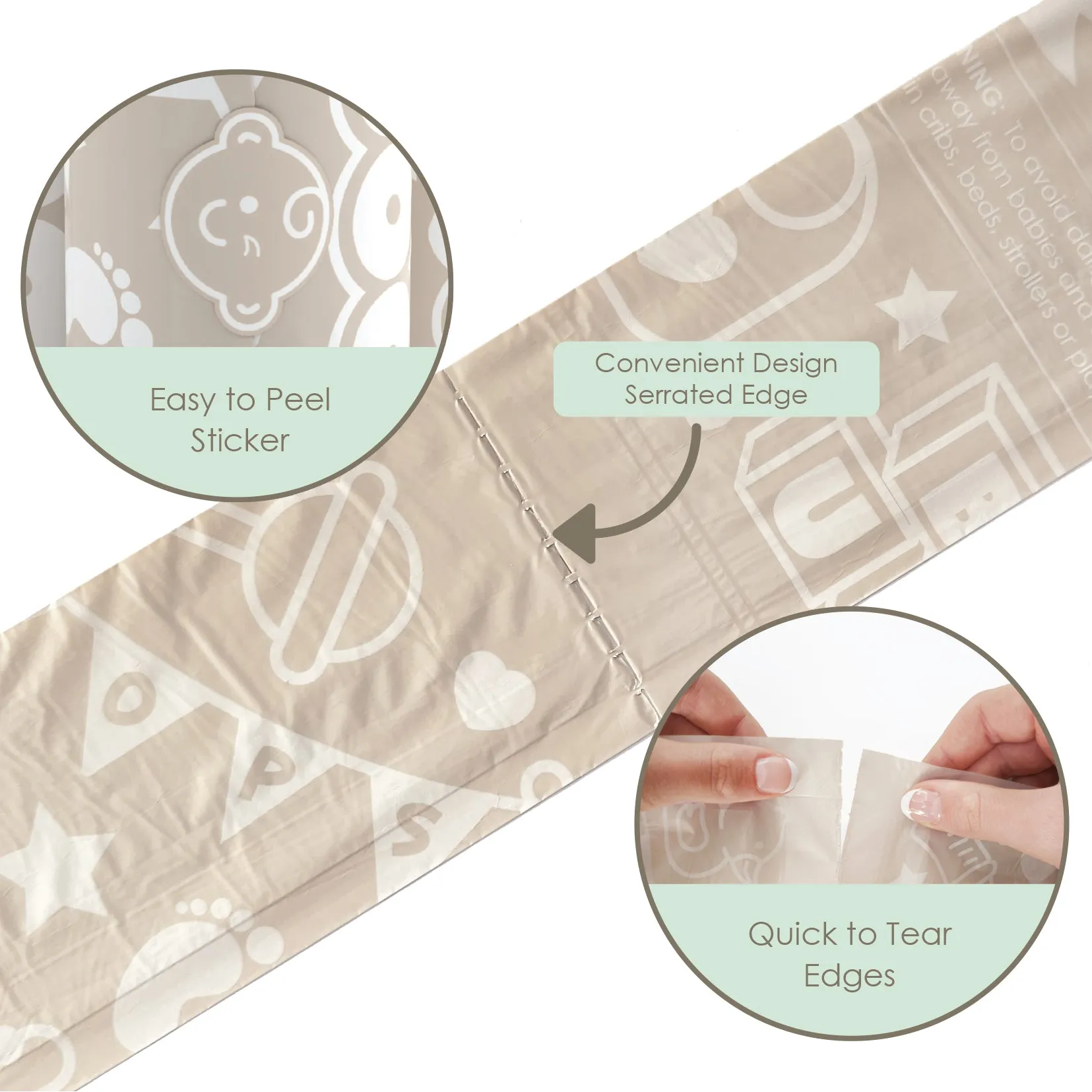 Teddy Bear Disposable Diaper Bags Dispenser COMBO PACK | 105 VANILLA SCENTED Baby Poop Bags TOTAL & 1x Dispenser (VANILLA DREAM)