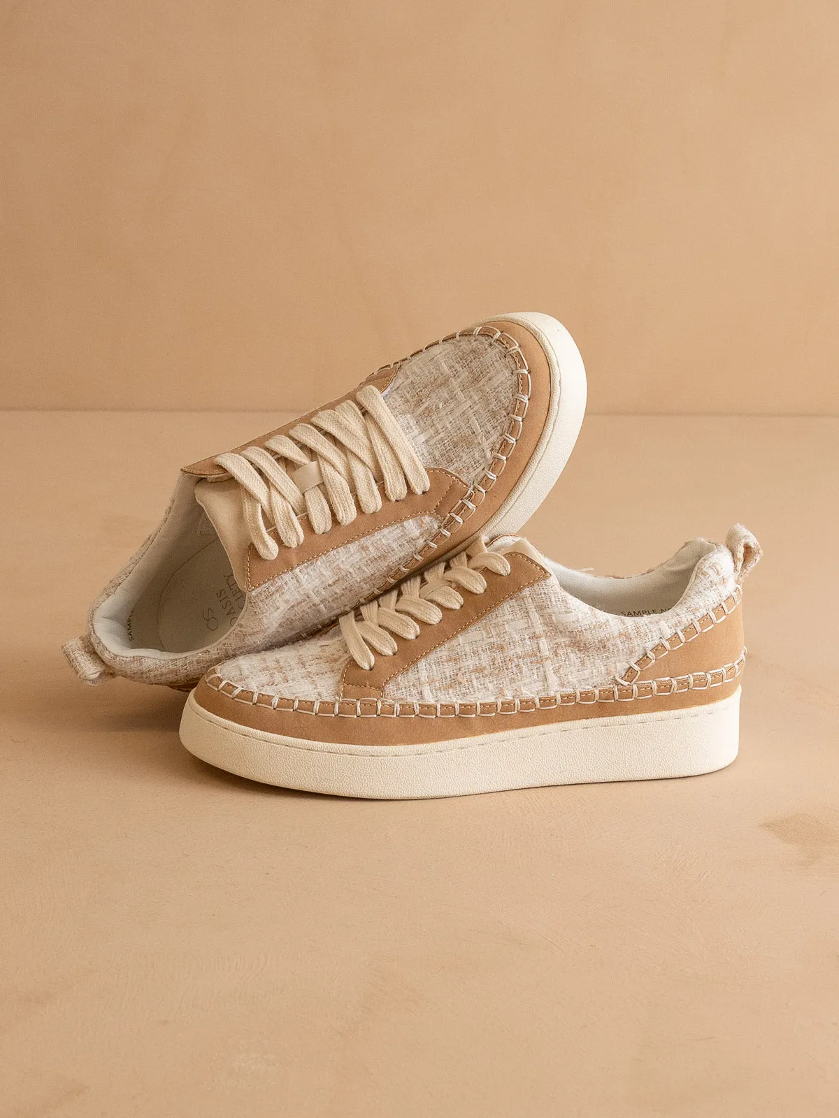 The Janie | Camel Tweed Wrapped Low Tops