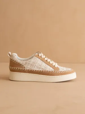 The Janie | Camel Tweed Wrapped Low Tops