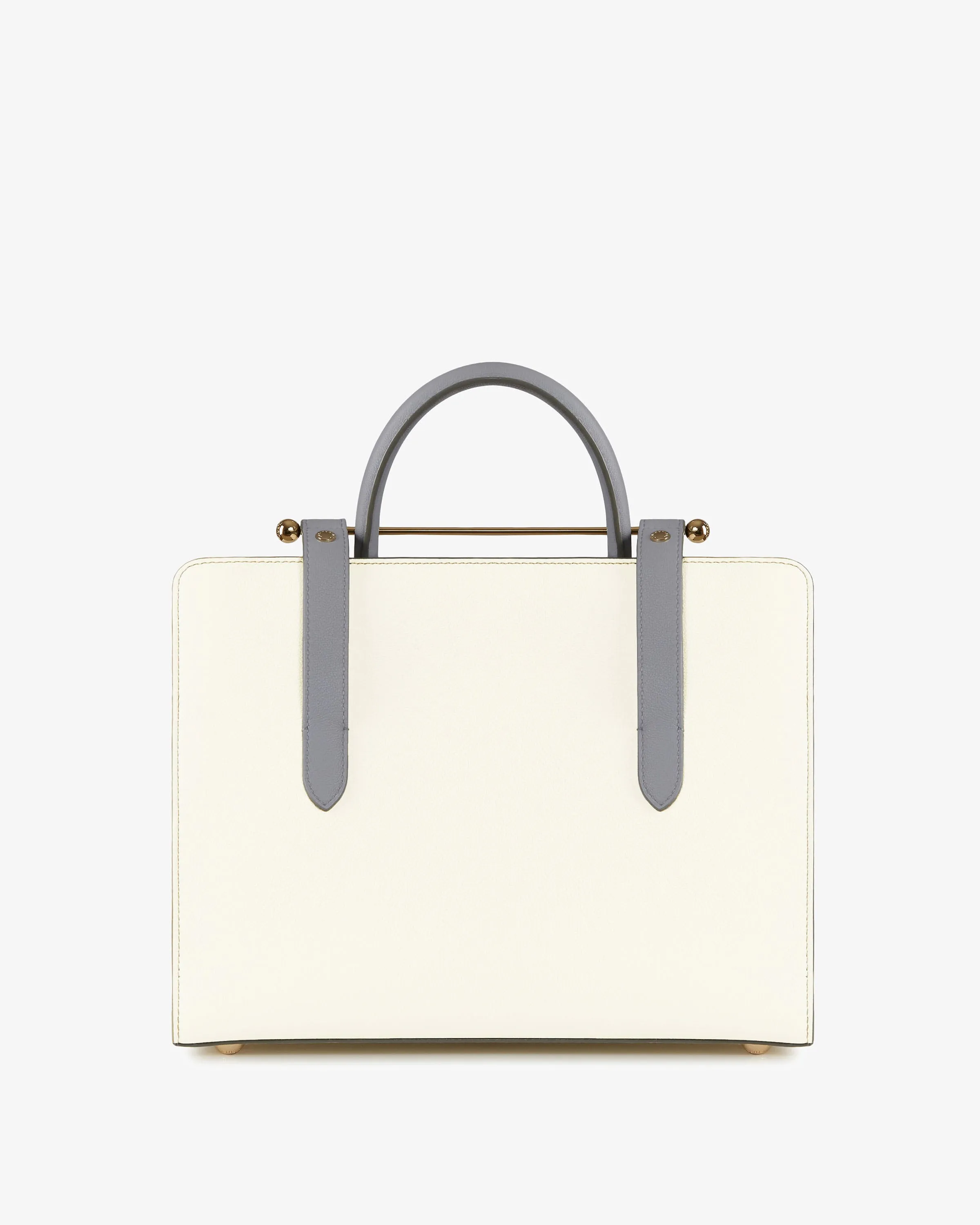 The Strathberry Midi Tote - Vanilla/Frost Grey with Grey Stitch