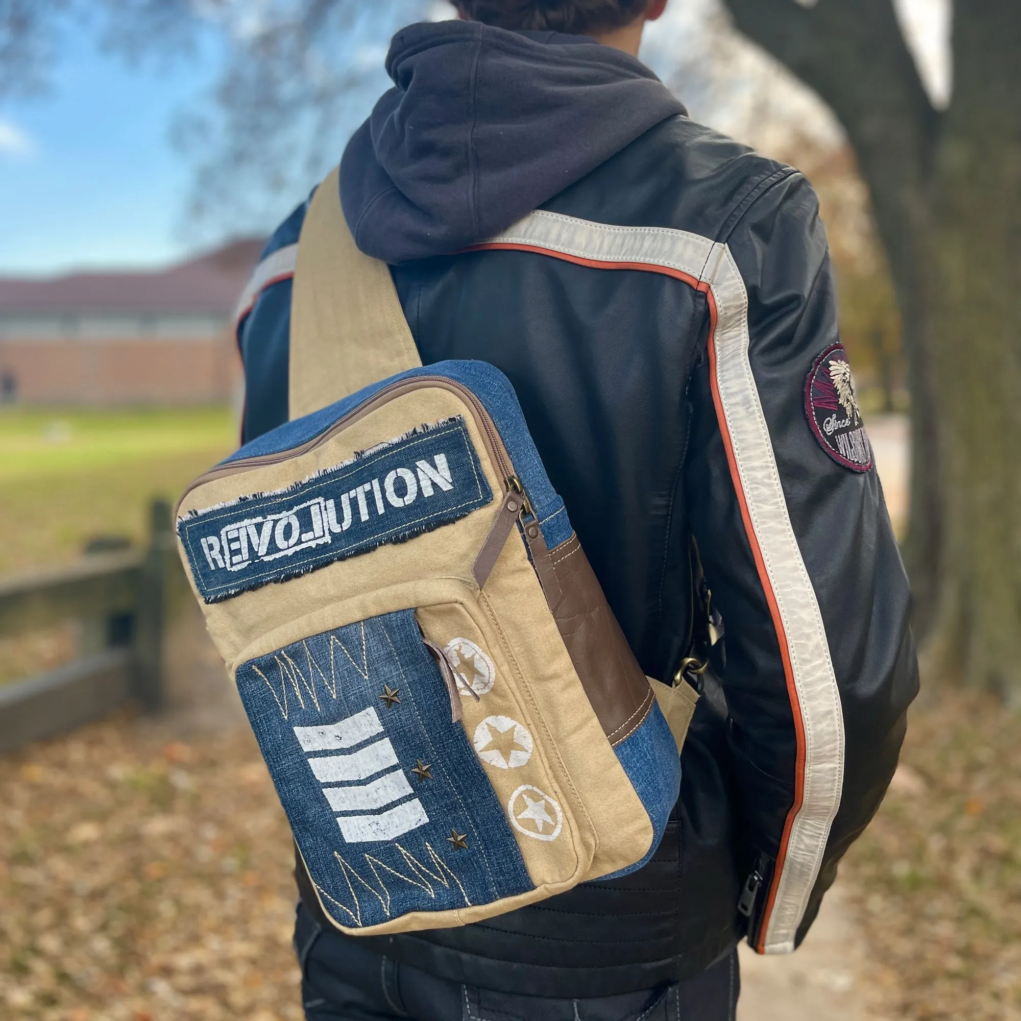 Unisex Denim Convertible Bag