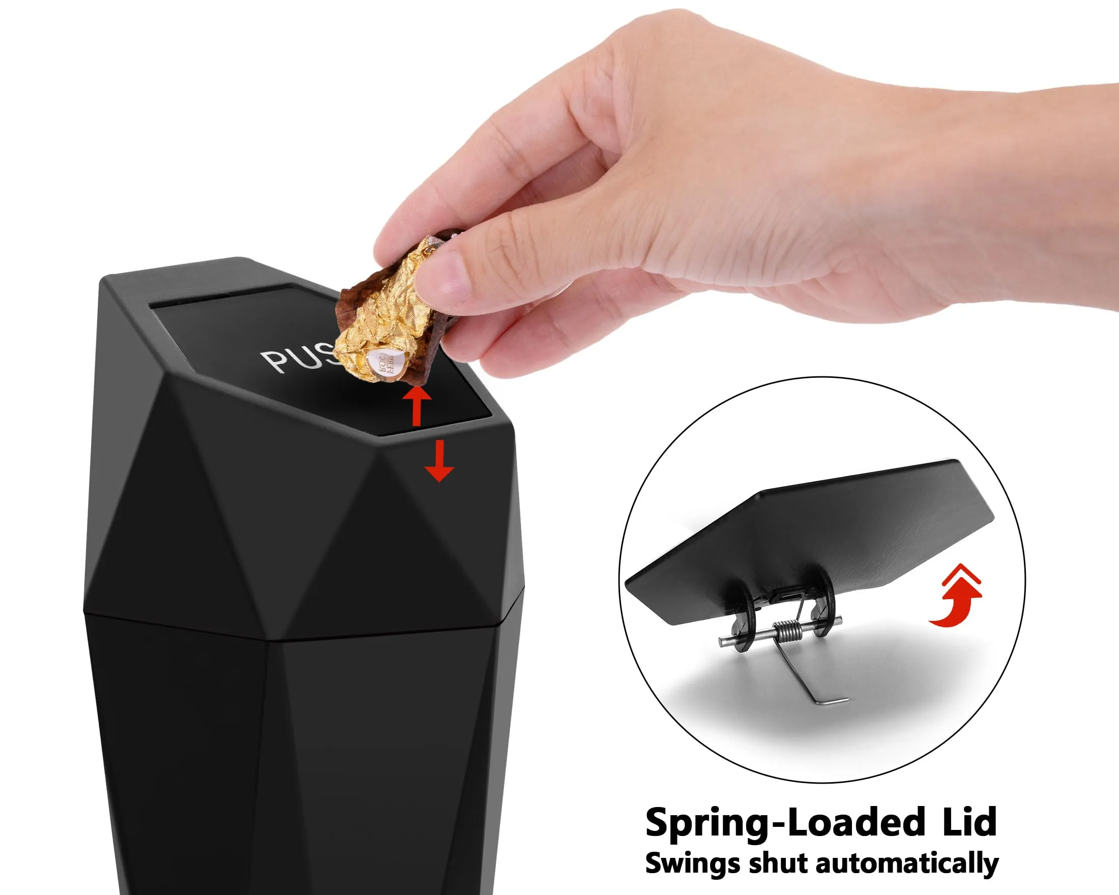 Update: DEAD! Ginsco Car Cup Holder Trash Can, Leakproof Mini Trash with Lid and 90 Bags, 2 Pack for Car and Home with 2 ABS Hooks, Black