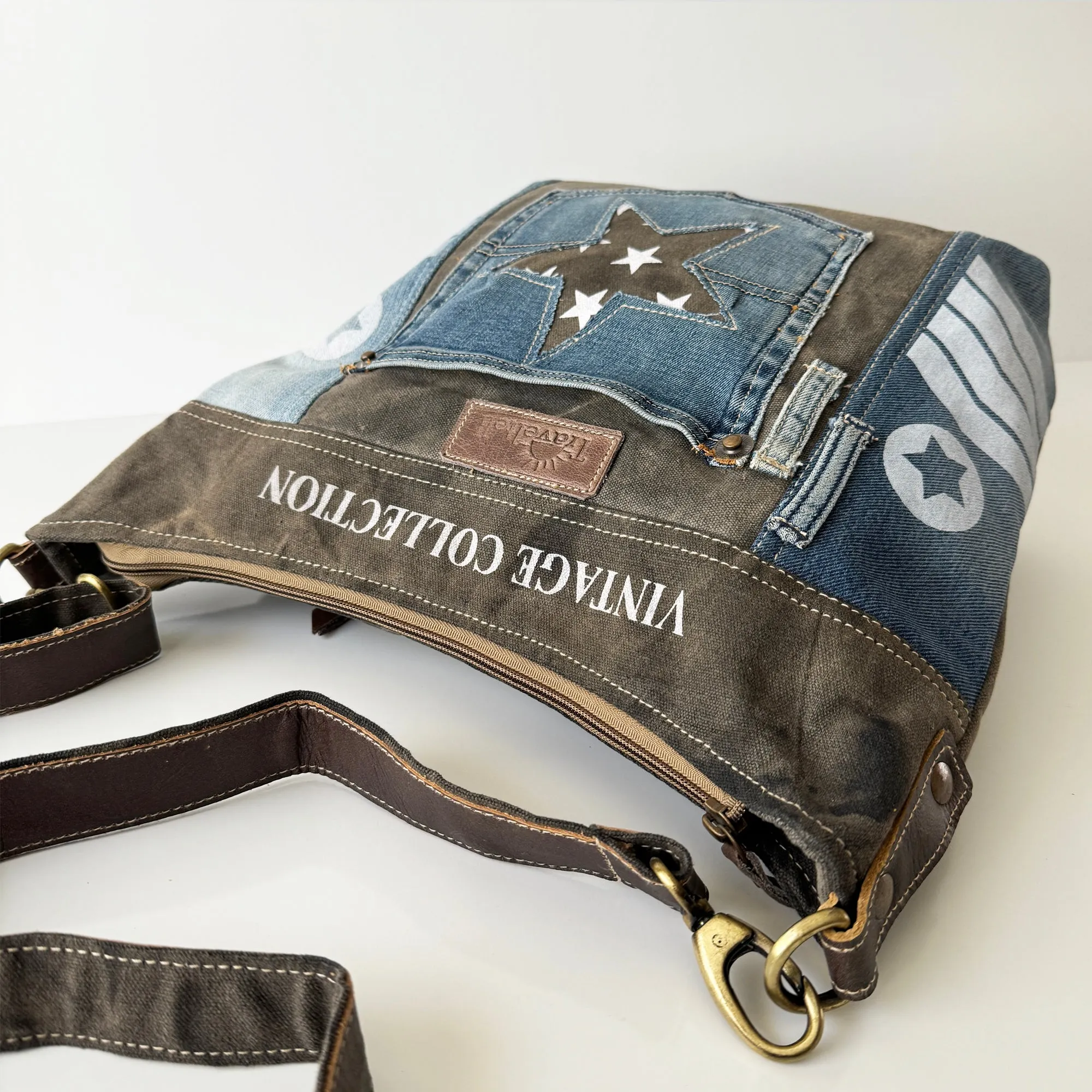 Vintage Inspired Denim Star Crossbody Bag