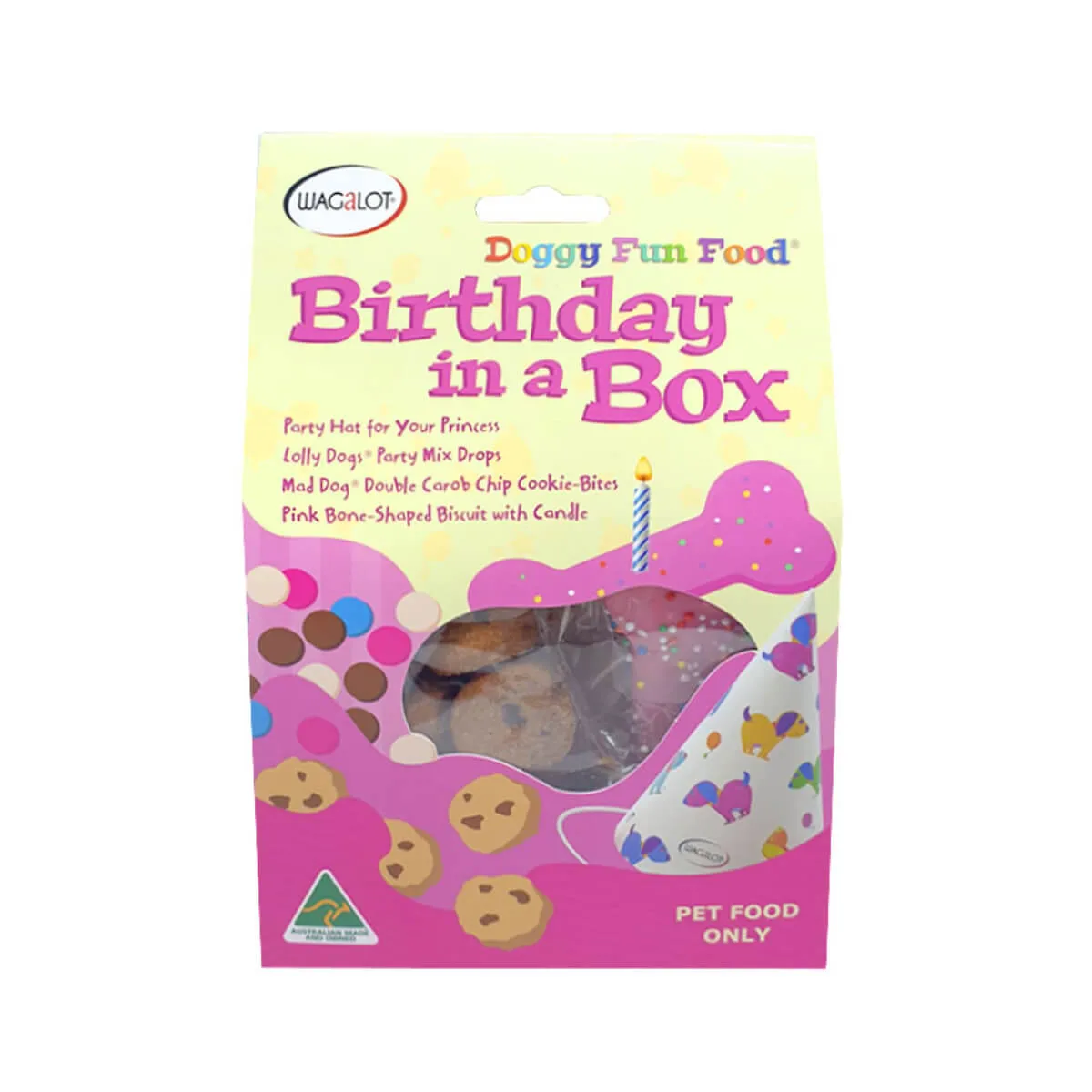Wagalot Doggy Fun Food Birthday In a Box Dog Treats Pink