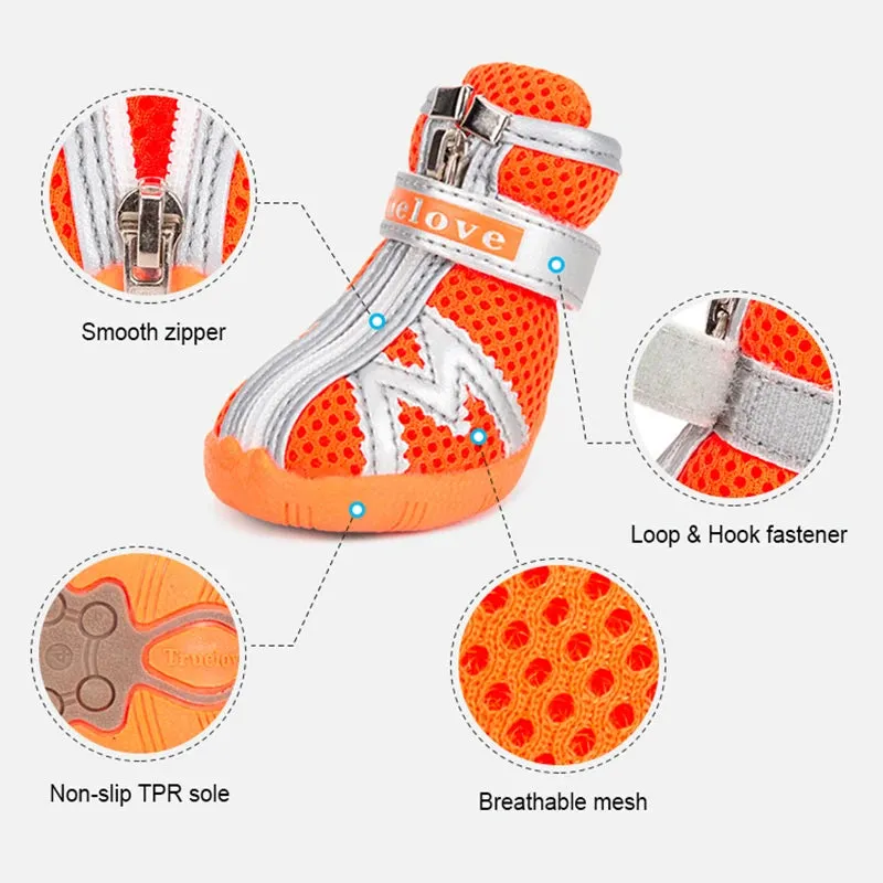 Waterproof Mesh Dog Boots - Reflective & Anti-Slip for Small Dogs