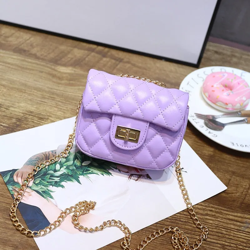 Wenkouban Children's Mini Handbags Cute Crossbody Bags for Kids Small Coin Wallet Pouch Baby Girls Rivet Party Clutch Purse Chain Bag