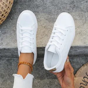 Women Casual Shoes New Spring Woman Shoes Fashion White Sneakers Breathable Lace-Up Women Sneakers Platform Flats Shoes