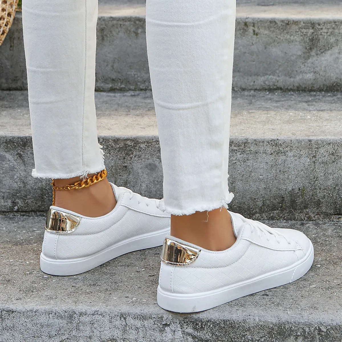 Women Casual Shoes New Spring Woman Shoes Fashion White Sneakers Breathable Lace-Up Women Sneakers Platform Flats Shoes