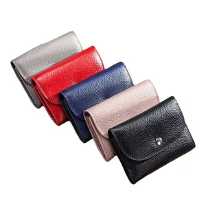 women genuine leather multifunction lychee pattern coin bag small wallet