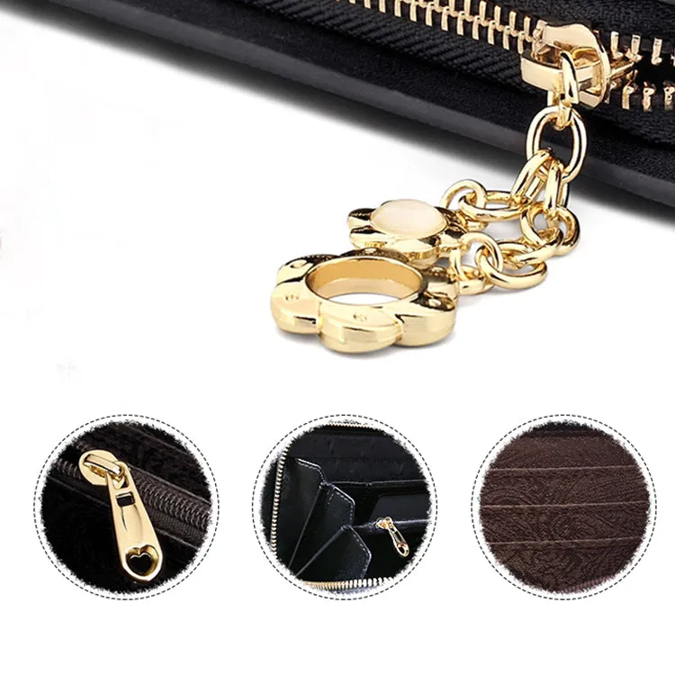 Womens Embossed Leather Zip Wallets Designer Clutch Bags Purses for Women