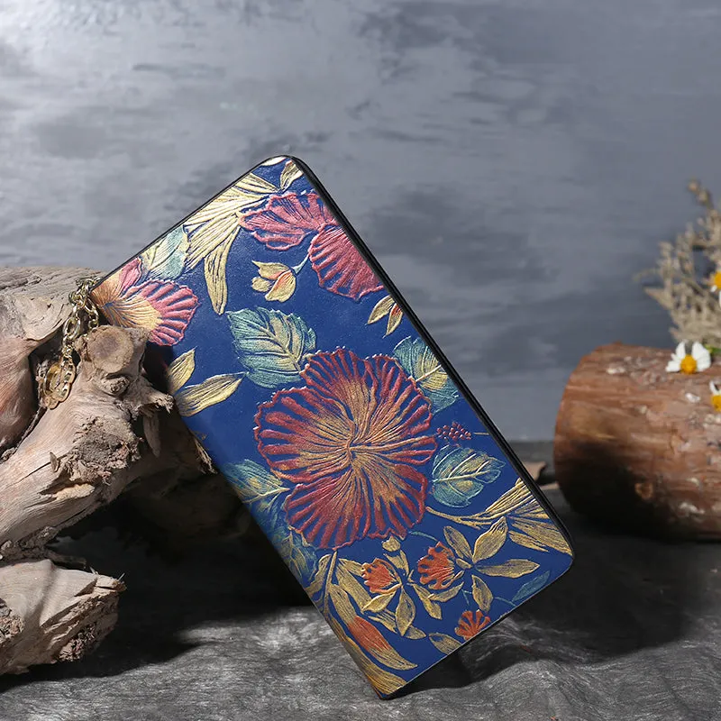 Womens Embossed Leather Zip Wallets Designer Clutch Bags Purses for Women