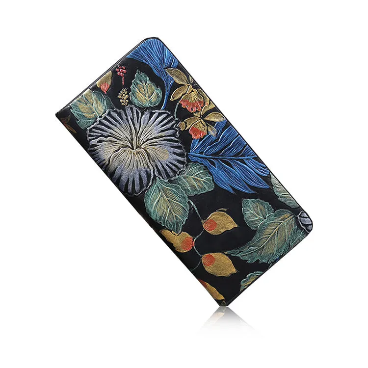 Womens Embossed Leather Zip Wallets Designer Clutch Bags Purses for Women