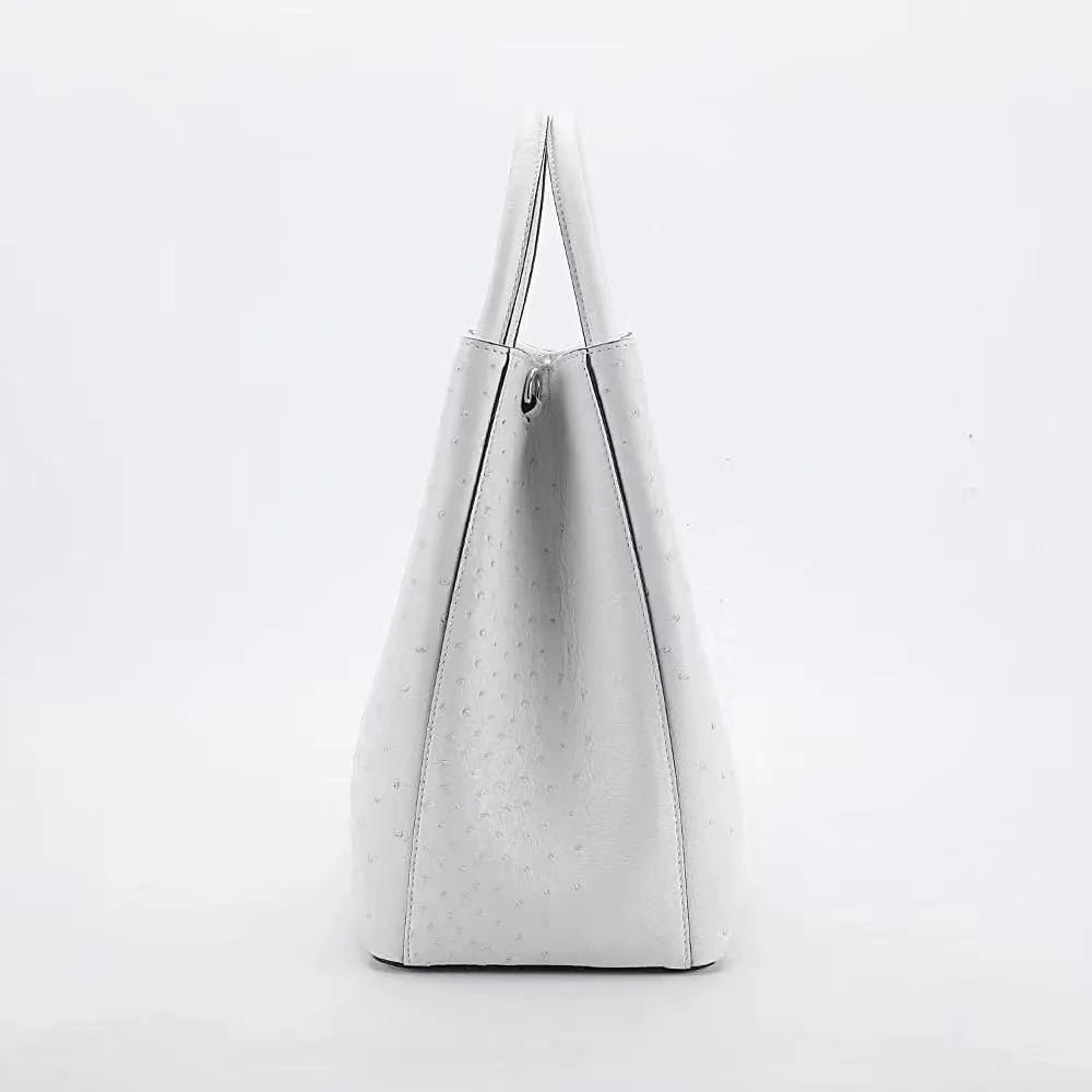 Women's Genuine Ostrich Leather Top Handle Satchel Handbag Shoulder Bag Tote Purse Messenger Bags 33cm