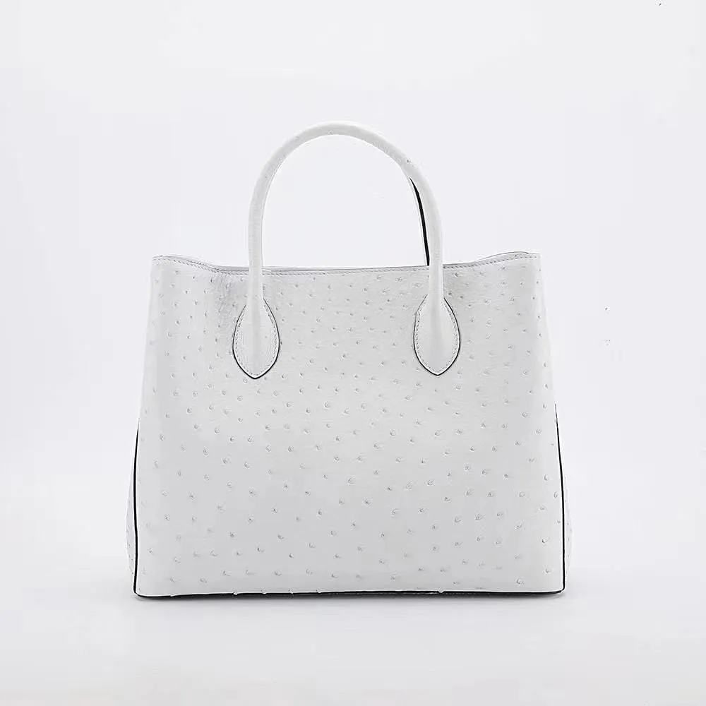 Women's Genuine Ostrich Leather Top Handle Satchel Handbag Shoulder Bag Tote Purse Messenger Bags 33cm