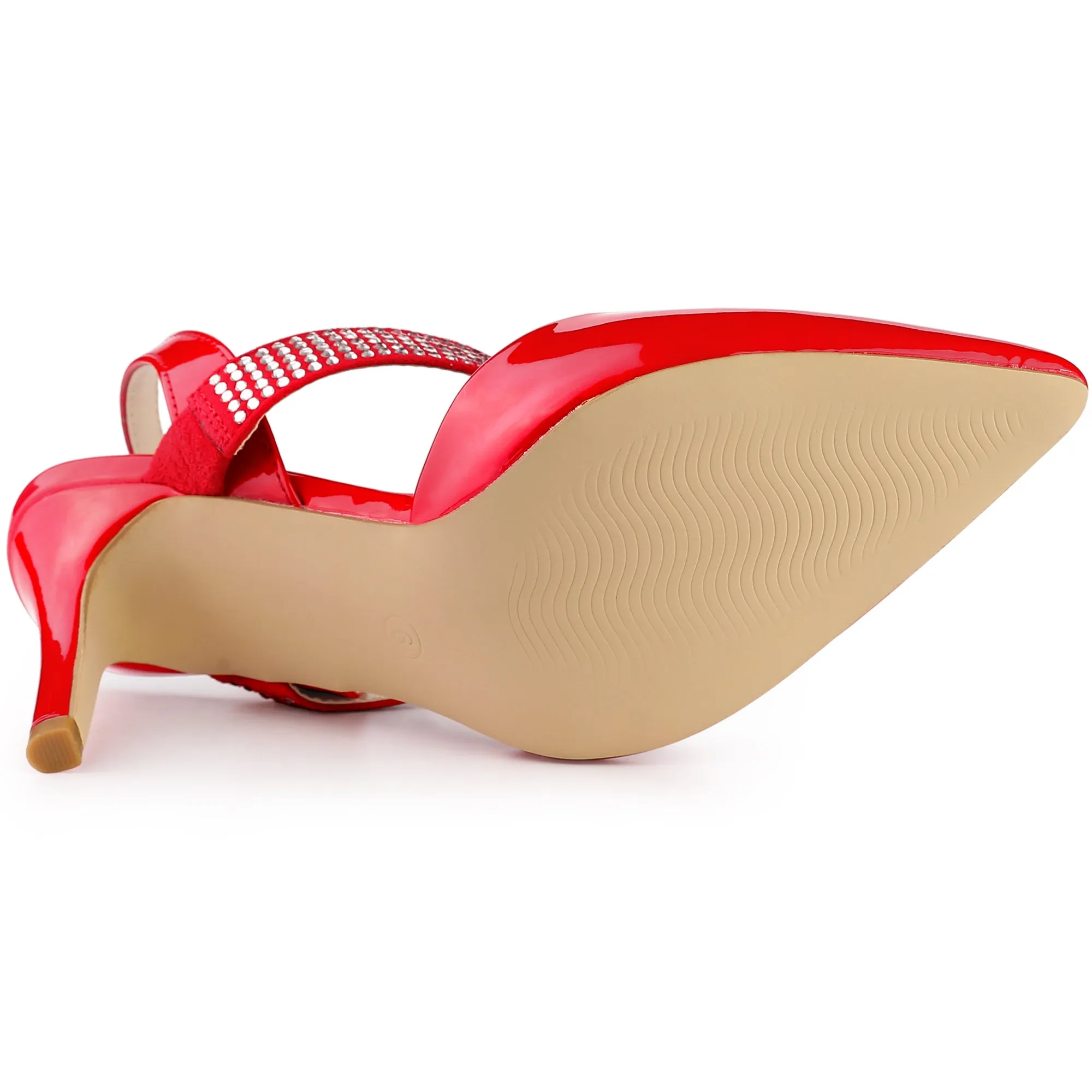 Women's Rhinestone Strap Pointed Toe Stiletto High Heel Sandal Pumps