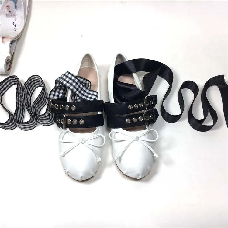 xiangtuibao Womens Pumps Flat Shoes Retro Comfort Satin Denim Buckle Ballet Dancing Flats Casual Riband Girls 10Colors New