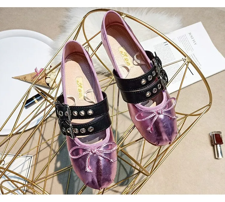 xiangtuibao Womens Pumps Flat Shoes Retro Comfort Satin Denim Buckle Ballet Dancing Flats Casual Riband Girls 10Colors New