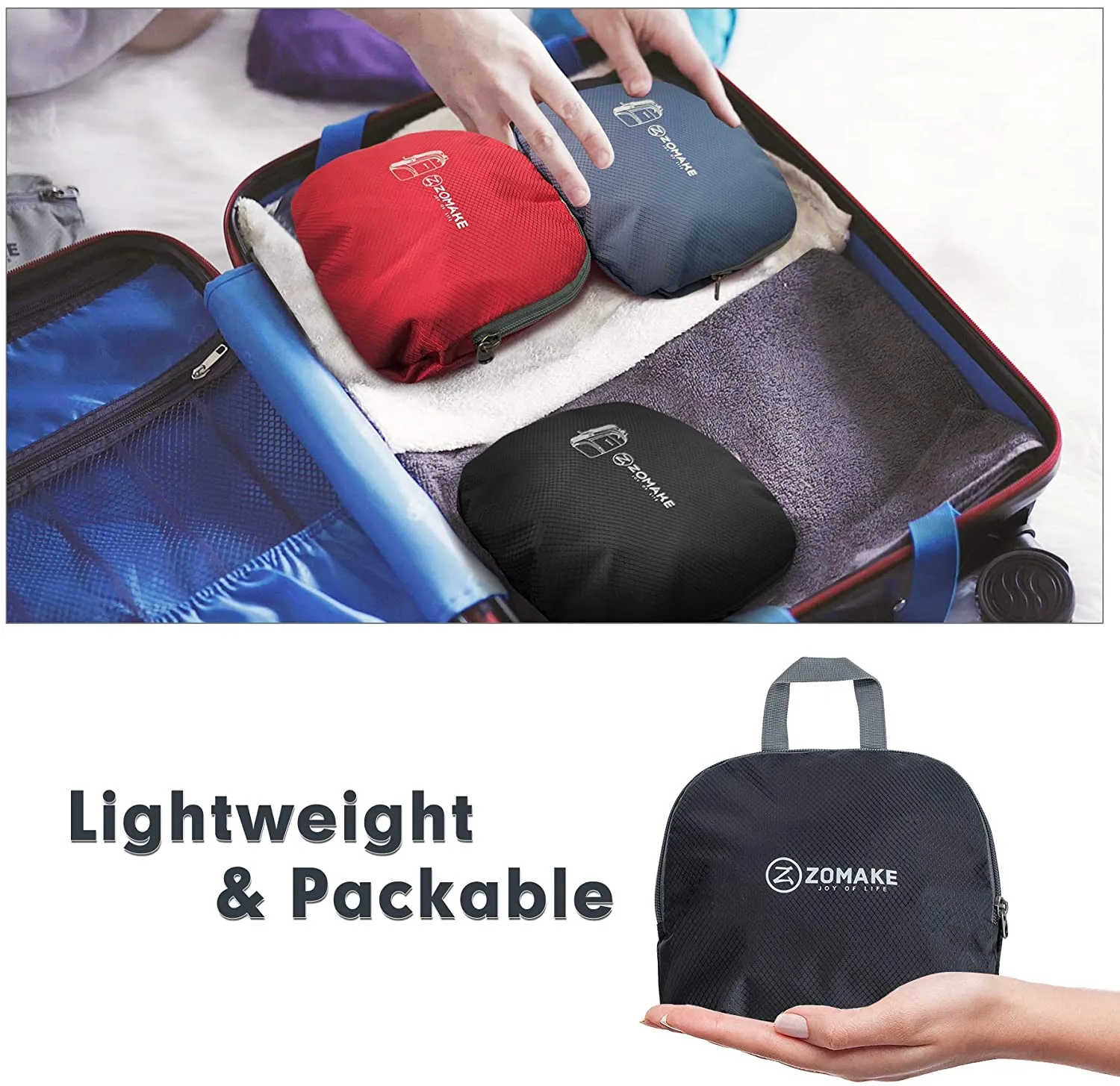 ZOMAKE 30L Lightweight Packable Backpack Water Resistant, Super lightweight and easy to fold up into a small pocket (A true space saver) to fit anywhere. Black